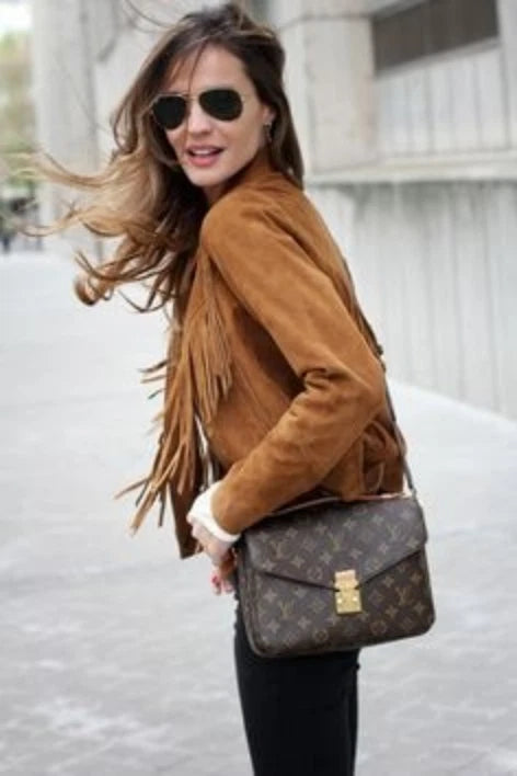 Women Native American Western Leather Jacket Suede Leather Fringe & Snap Closure